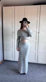 Triko Madonna Etek Takım Gri