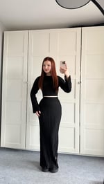 Triko Uzun Etek Takım Siyah