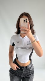 Tusubasa Fermuarlı Crop Beyaz