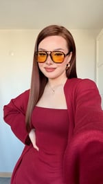 Üçlü Hırka Triko Takım Bordo