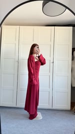 Üçlü Hırka Triko Takım Bordo