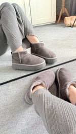 Ugg Bot Uzun Kürklü Gri