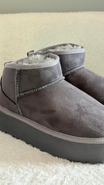 Ugg Bot Uzun Kürklü Gri
