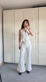 Ultra Yüksek Bel Pantolon Beyaz