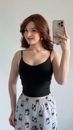 V Yaka Polyamid Crop Siyah