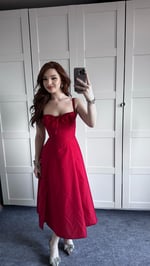 Veronica Kırmızı Korse Askılı Elbise 