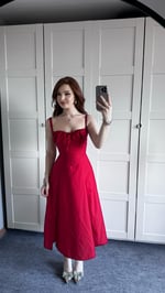 Veronica Kırmızı Korse Askılı Elbise 