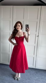 Veronica Kırmızı Korse Askılı Elbise 