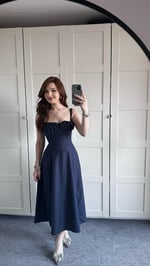 Veronica Lacivert Korse Askılı Elbise 