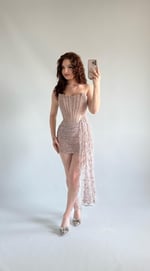 Victoria Dantel Mini Abiye Bej