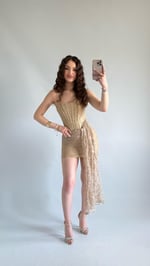 Victoria Dantel Mini Abiye Gold