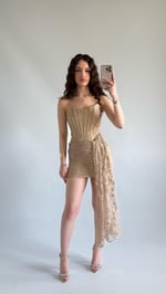 Victoria Dantel Mini Abiye Gold