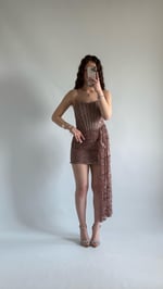 Victoria Dantel Mini Abiye Kahverengi