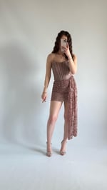 Victoria Dantel Mini Abiye Kahverengi