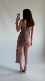 Victoria Dantel Mini Abiye Kahverengi