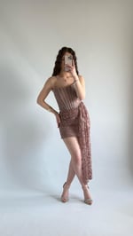 Victoria Dantel Mini Abiye Kahverengi