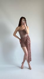 Victoria Dantel Mini Abiye Kahverengi