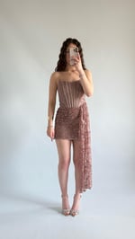 Victoria Dantel Mini Abiye Kahverengi