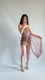Victoria Dantel Mini Abiye Kahverengi