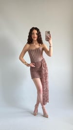 Victoria Dantel Mini Abiye Kahverengi