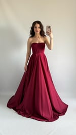 Violetta Saten Abiye Bordo