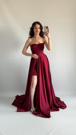 Violetta Saten Abiye Bordo