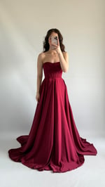 Violetta Saten Abiye Bordo