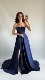 Violetta Saten Abiye Lacivert