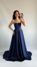Violetta Saten Abiye Lacivert