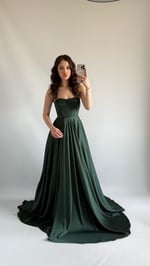 Violetta Saten Abiye Zümrüt Yeşili