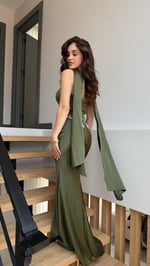 Voila Haki Yeşil Kristal Abiye