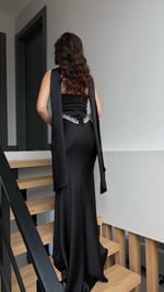 Voila Siyah Kristal Abiye