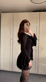 Volanlı Sandy Elbise Siyah 
