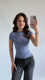 Vücuda Oturan Tişört İndigo
