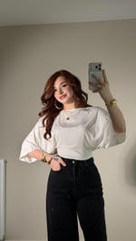 Yarasa Kol Modal Tşört Beyaz