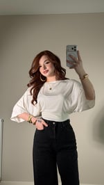 Yarasa Kol Modal Tşört Beyaz