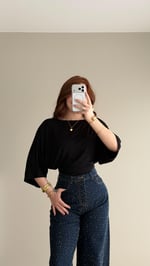 Yarasa Kol Modal Tşört Siyah