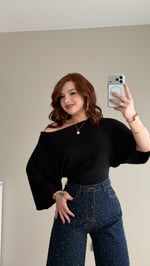Yarasa Kol Modal Tşört Siyah