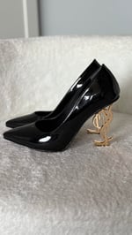 Ysl Gold Topuklu Stiletto Siyah