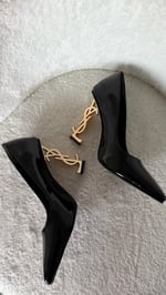 Ysl Gold Topuklu Stiletto Siyah