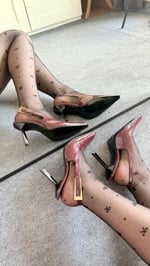 Ysl Sivri Burun Kemerli Bordo Açık Topuklu Ayakkabı Siyah