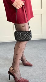 Ysl Sivri Burun Kemerli Bordo Açık Topuklu Ayakkabı Siyah