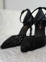 Ysl Sivri Burun Taşlı Bilekten Topuklu Siyah