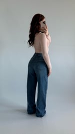 Yüksek Bel Wide Leg Plazzo Jean Açık Mavi
