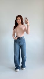 Yüksek Bel Wide Leg Plazzo Jean Açık Mavi