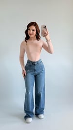 Yüksek Bel Wide Leg Plazzo Jean Açık Mavi