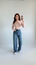 Yüksek Bel Wide Leg Plazzo Jean Açık Mavi