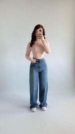 Yüksek Bel Wide Leg Plazzo Jean Açık Mavi
