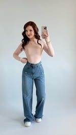 Yüksek Bel Wide Leg Plazzo Jean Açık Mavi