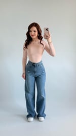 Yüksek Bel Wide Leg Plazzo Jean Açık Mavi